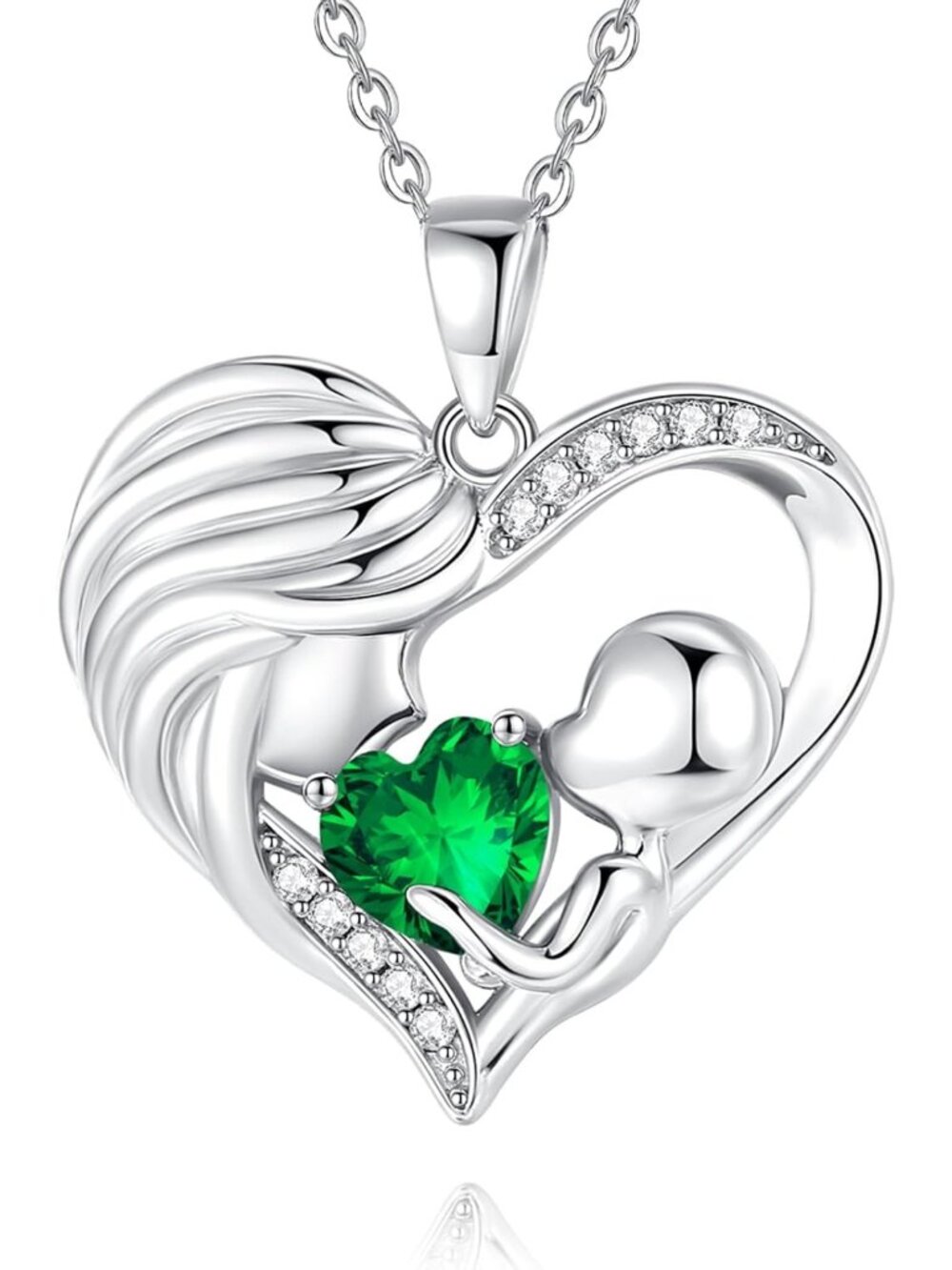 Gold Birthstone Heart Necklace for Mom - Family Love Gift for Mother's Day